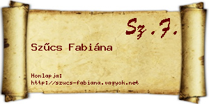 Szűcs Fabiána névjegykártya
